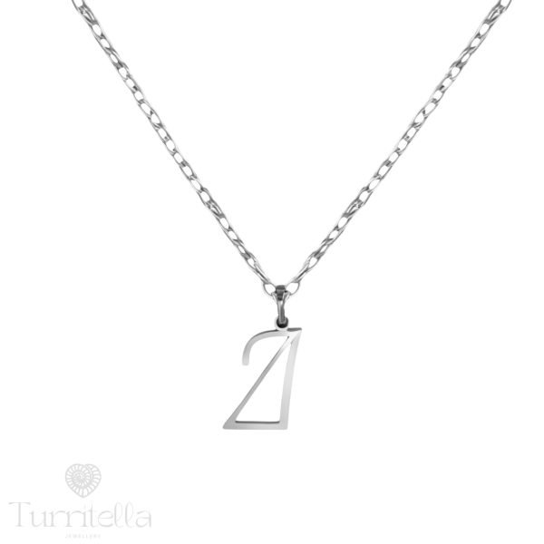 Κολιέ με μονόγραμμα Δ ασημί